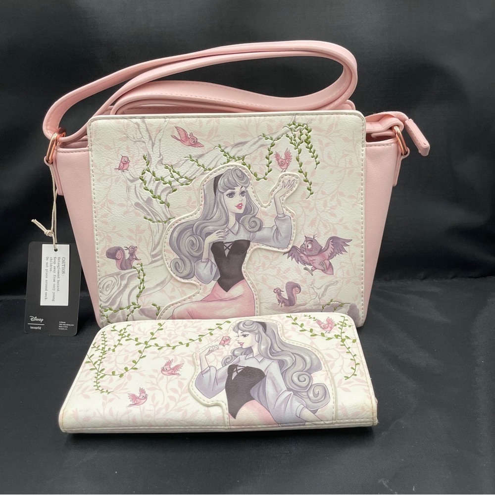 Disney Loungefly Sleeping Beauty Briar Rose Cross body with matching wallet